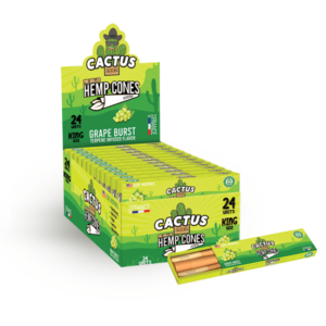 Pre Rolled Hemp Cones Grape Burst King Size 6 Cone Each Pack (24 Packs)