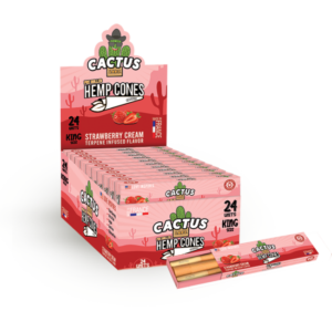 Pre Rolled Hemp Cones Strawberry Cream King Size 6 Cone Each Pack (24 Packs)